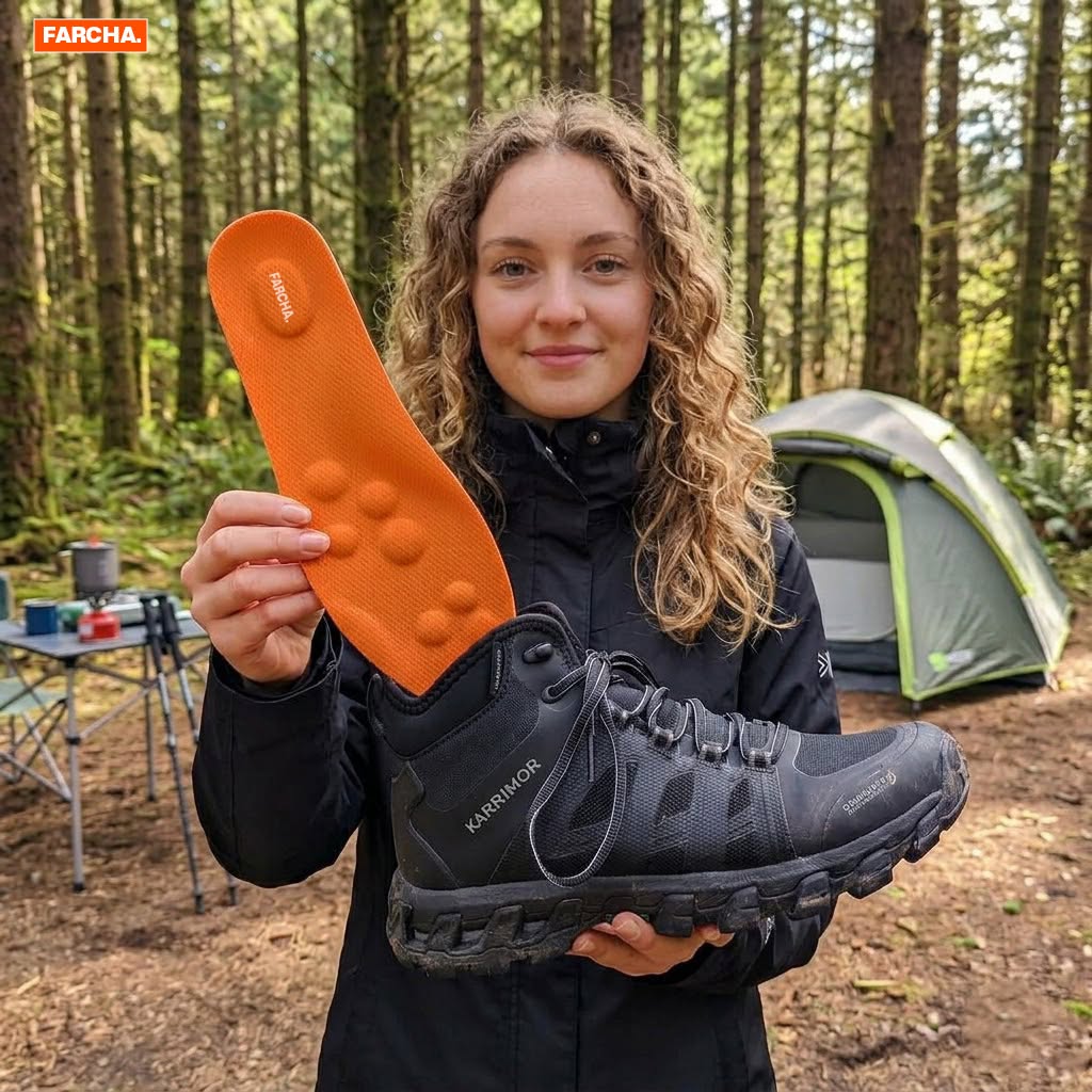 Woman hiking with Farcha