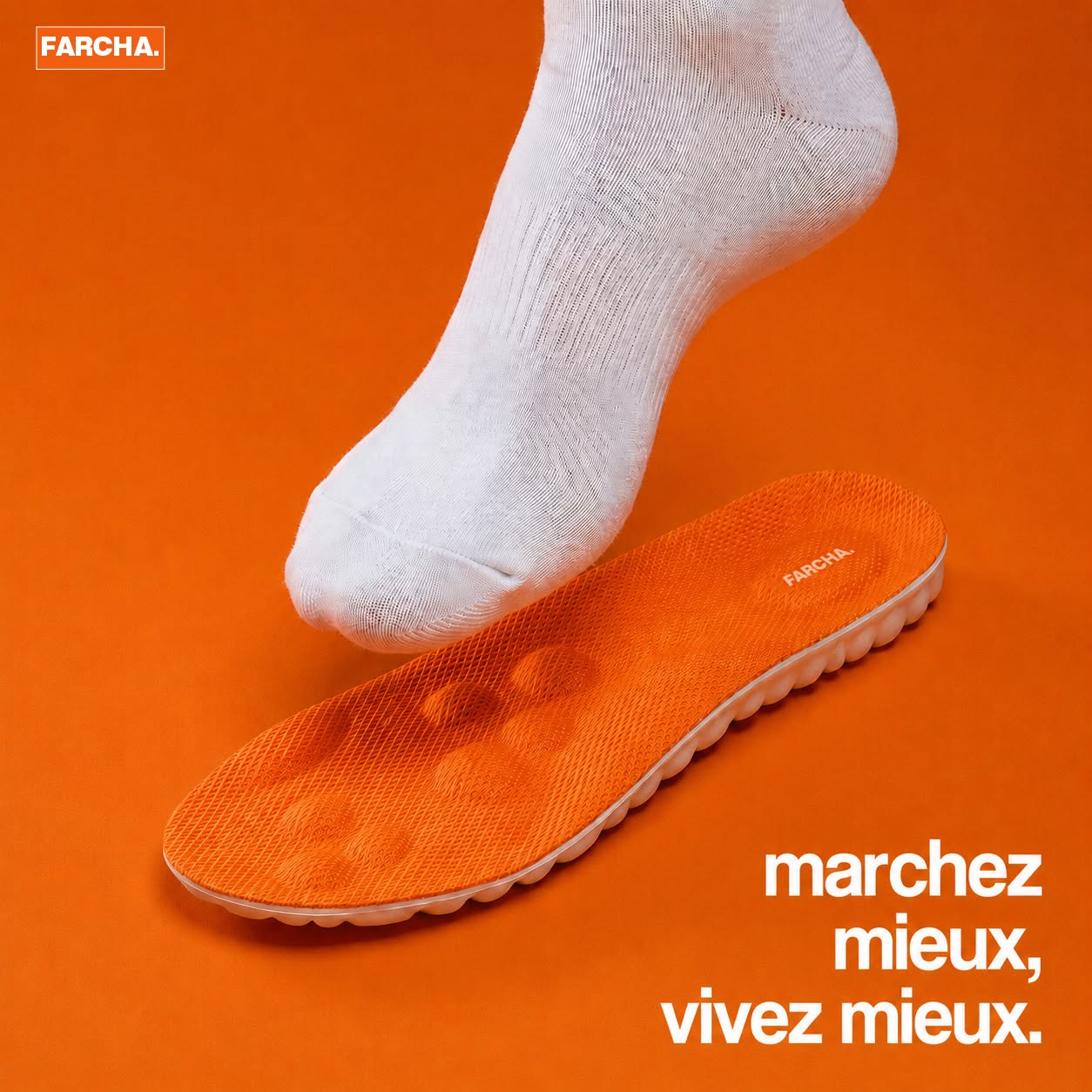 Foot stepping on Farcha insole