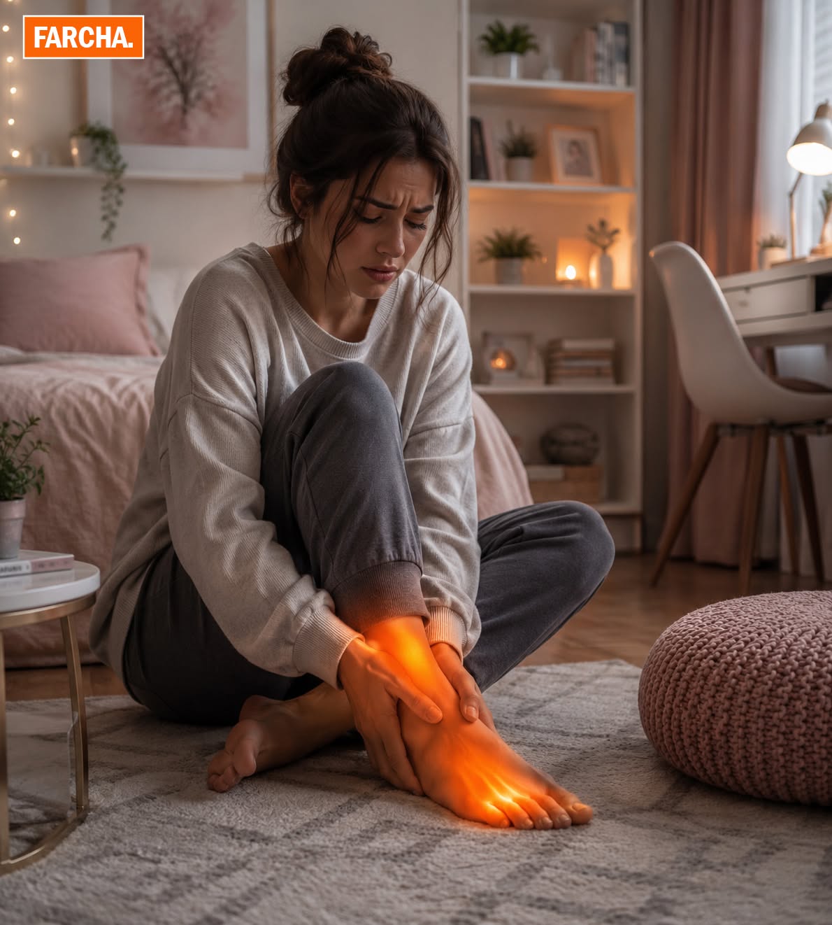 Woman with foot discomfort